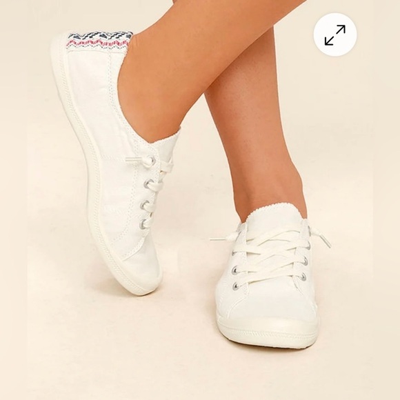 Madden Girl Shoes - Madden Girl White Lace-Up Sneakers with Patterned Heel Size 9